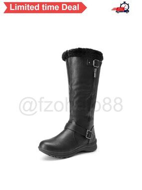 Faux Fur Lined Knee High Snow Boots Side Zip Winter Warm Boots